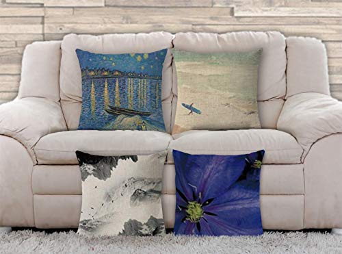 18 x 18 Inch Set of 4 - Linen Throw Pillow Covers for Couch Sofa and Bed | Decorative pillow Cover | Cushion Covers