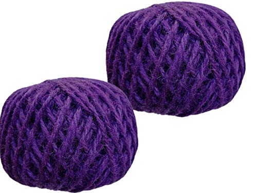 2 Pack - Purple Jute Twine Ball, Total 300 Ft 3 Ply 150 ft Each, Jute-Burlap Garden Strings, Craft or Decoration (Purple)
