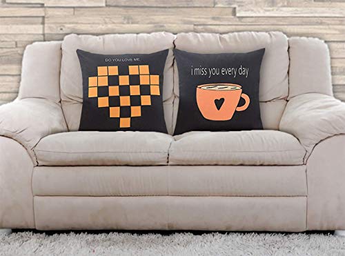 AAYU Black and Orange Decorative Throw Pillow Covers 20 x 20 Inch Set of 2 Linen Cushion Covers for Couch Sofa Bed Home Decor