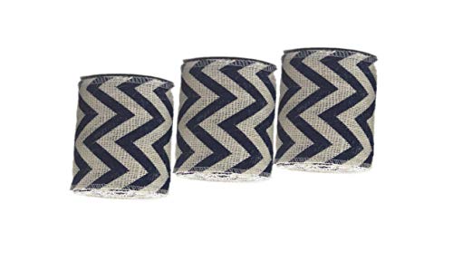 AAYU Natural Burlap Ribbon 3 Inch X 5 Yards Blue and White Wave Print Jute Ribbon for Crafts Gift Wrapping Wedding