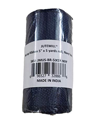 AAYU Brand Premium Burlap Ribbon Rolls | Navy 5 Inch x 5 Yards | 100% Natural, Eco-Friendly | Floral Arrangements and Gift Decor (Navy)