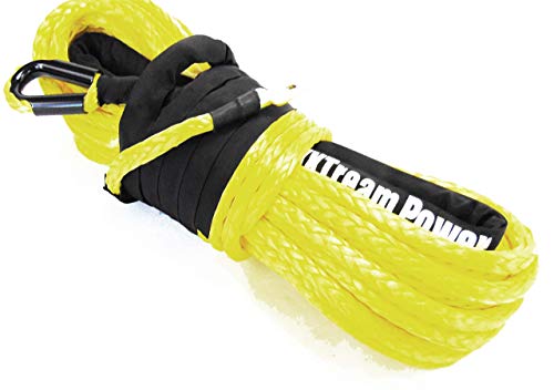 Jutemill 100 feet x 3/8&quot; Synthetic Winch Rope line Yellow 19500lbs | Winch Long-Cable for ATV Winches | Off Road Accessories, UTV, SUV, Truck Trailer/Tow Hitch, Boat Anchor Ropes (Yellow)