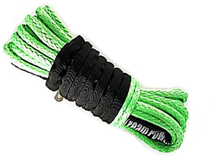 Winch Synthetic Rope - line - Cable 3/8 inch x 50 feet Green| Winch-line Without Sheath for ATVs Winches UTV, SUV, Truck Tow/Trailer, Boat/Marine Ropes and Anchor | 3/8&quot;- 50ft