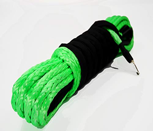 Jutemill Synthetic Winch Rope Green 1/2&quot; x 50 feet |UV Resistance Twisted Winch-Cable for ATVs Winches| ATV, UTV, SUV, Truck, Off-Road Gear | Heavy Tow/Trailer Accessories
