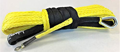 Jutemil Yellow Synthetic Winch Rope Extension Off Road Vehicle ATV Nylon Winch Cable Rope Extension Towing Rope 1/4 inch - 50 Feet SUV Boat Tow Accessories