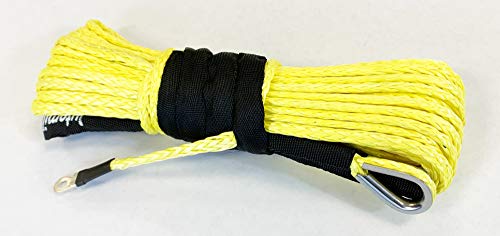 Jutemil Yellow Synthetic Winch Rope Extension Off Road Vehicle ATV Nylon Winch Cable Rope Extension Towing Rope 1/4 inch - 50 Feet SUV Boat Tow Accessories