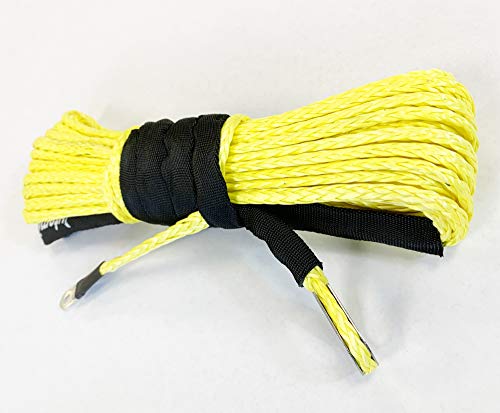 Jutemil Yellow Synthetic Winch Rope Extension Off Road Vehicle ATV Nylon Winch Cable Rope Extension Towing Rope 1/4 inch - 50 Feet SUV Boat Tow Accessories