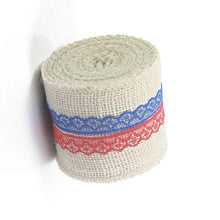Load image into Gallery viewer, AAYU Star Printed Burlap Ribbon Rolls | 3 Inch X 5 Yards | 3 Pack Rolls | Natural, Eco-Friendly | Perfect for Party Wedding DIY Holiday Craft Decoration | Total 45 ft in a Pack - Jutemill 

