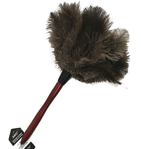 AAYU Premium 14.5&quot; Feather Duster for Home | Natural Duster for Cleaning and Feather Moping | Eco Friendly | Genuine Ostrich Feather Duster with Wooden Handle | Easy to Clean Dust and Reuse (36 cm)