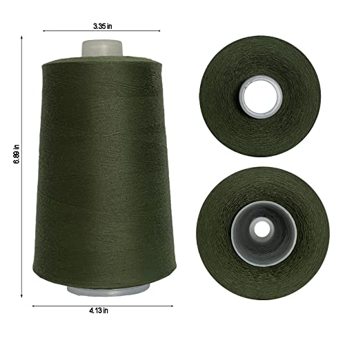 Jutemill Dark Green Polyester Sewing Embroidery Thread Jumbo Spool Single Needle Threads for Sewing Embroidery Machine Thread Cone (25600 Yard)