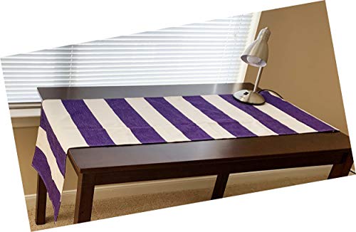 AAYU Purple and White Striped Table Runner 16 x 72 Inch Imitation Linen Runner for Everyday Birthday Baby Shower Party Banquet Decorations Table Settings