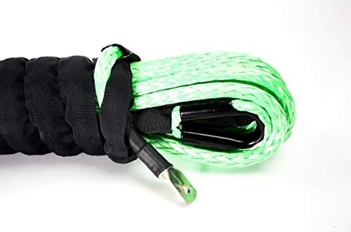 Winch Synthetic Rope - line - Cable 3/8 inch x 50 feet Green| Winch-line Without Sheath for ATVs Winches UTV, SUV, Truck Tow/Trailer, Boat/Marine Ropes and Anchor | 3/8"- 50ft