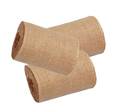 AAYU Natural Burlap Ribbon Roll 6 Inches X 5 Yards Pack of 3 Organic Jute Ribbon for Crafts Gift Wrapping Wedding