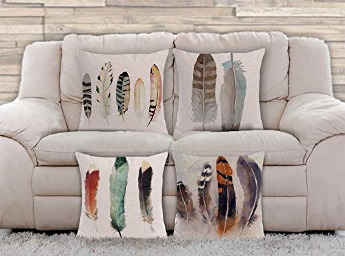 AAYU Decorative Linen Cushion Cover | Double Side HD Printing | High GSM Fabric | Square Throw Pillow Cushion Case for Living Room Sofa Couch Bedroom Car | 20 x 20 inch 50 x 50 cm | Set of 4