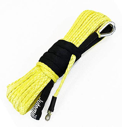 Jutemil Yellow Synthetic Winch Rope Extension Off Road Vehicle ATV Nylon Winch Cable Rope Extension Towing Rope 1/4 inch - 50 Feet SUV Boat Tow Accessories
