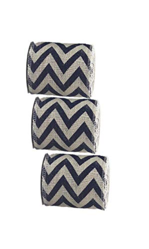 AAYU Natural Burlap Ribbon 3 Inch X 5 Yards Blue and White Wave Print Jute Ribbon for Crafts Gift Wrapping Wedding