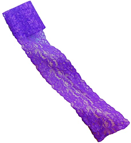 Jutemill Purple 6 inch X 15 feet Floral lace Ribbon for Dress Making DIY Project Stretchy Smooth Soft and Great for Fashion (6 X 5 Yards Stretch-Purple), WhiteJutemill Purple 6 inch X 15 feet Floral lace Ribbon for Dress Making DIY Project Stretchy Smooth Soft and Great for Fashion (6 X 5 Yards Stretch-Purple), White
