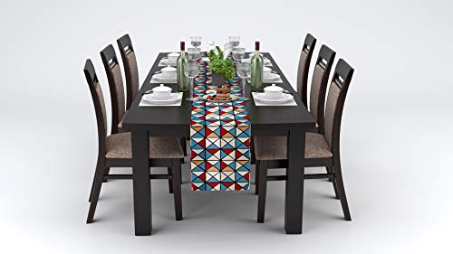 AAYU Geometric Pattern Imitation Linen Table Runner 16 x 72 Inch Runner for Everyday Birthday Baby Shower Party Banquet Decorations Table Settings (Multi Colored)