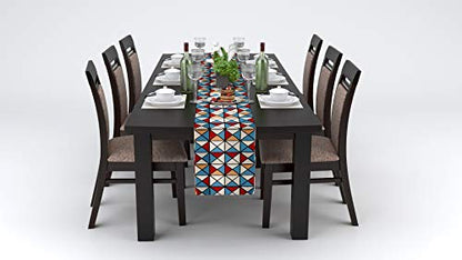 AAYU Geometric Pattern Imitation Linen Table Runner 16 x 72 Inch Runner for Everyday Birthday Baby Shower Party Banquet Decorations Table Settings (Multi Colored)
