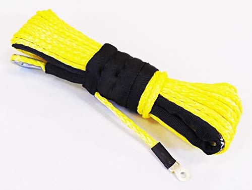 Jutemil Yellow Synthetic Winch Rope Extension Off Road Vehicle ATV Nylon Winch Cable Rope Extension Towing Rope 1/4 inch - 50 Feet SUV Boat Tow Accessories