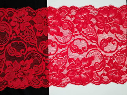 5.5&quot; to 8.5&quot; Lace Tulle Fabric Ribbon | White, Black, Blue, Yellow or Red | Perfect for DIY Decoration and Craft | 5 &amp; 10 Yards (5.5&quot; X 10 Yards - Red) Jutemill 