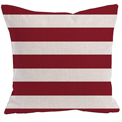 AAYU Striped Decorative Throw Pillow Covers 20 x 20 Inch Set of 2 Red and Blue Linen Cushion Covers for Couch Sofa Bed Home Decor