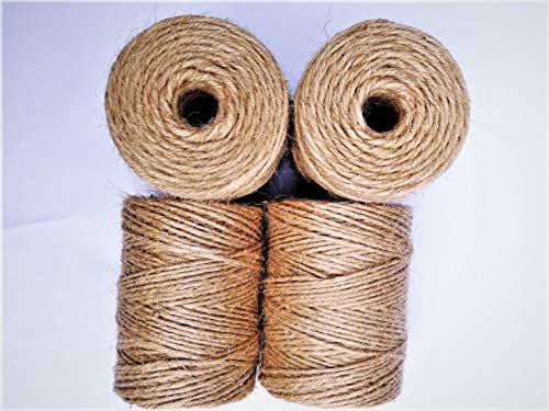 AAYU Jute Twine Spool | 4 Pack | 4 Ply 1360 Feet | Eco-Friendly Natural Rope for DIY, Arts and Crafts, Gift Wrapping, Bundling, Gardening, Packing String