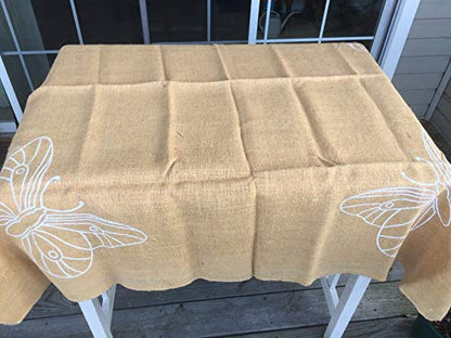 50 x 50 inch Burlap Table Cover | Butterfly Burlap Rustic Table Runner for decoration | Burlap Square Table Cloth | Jute Table Toppers