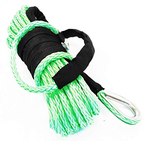 Winch Synthetic Rope - line - Cable 3/8 inch x 50 feet Green| Winch-line Without Sheath for ATVs Winches UTV, SUV, Truck Tow/Trailer, Boat/Marine Ropes and Anchor | 3/8&quot;- 50ft