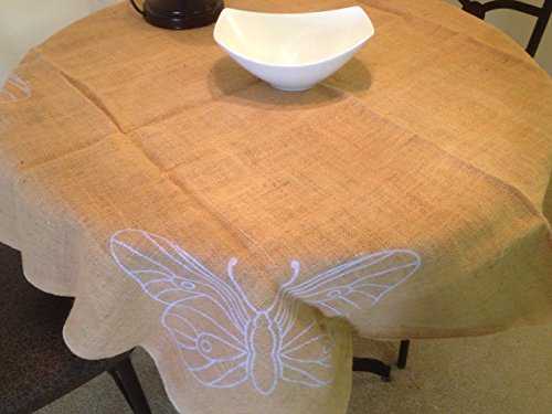 50 x 50 inch Burlap Table Cover | Butterfly Burlap Rustic Table Runner for decoration | Burlap Square Table Cloth | Jute Table Toppers