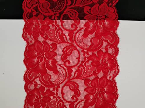 5-1/2&quot; X 10 Yards - 30 feet Red Floral Sewing lace Trim ,