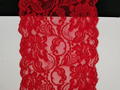 5-1/2" X 10 Yards - 30 feet Red Floral Sewing lace Trim ,
