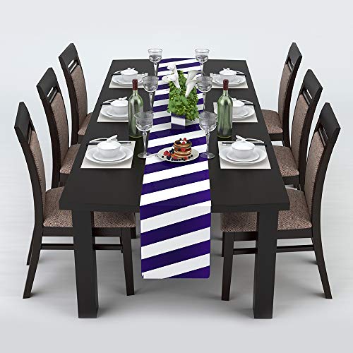 AAYU Blue and White Striped Table Runner 16 x 72 Inch Imitation Linen Runner for Everyday Birthday Baby Shower Party Banquet Decorations Table Settings
