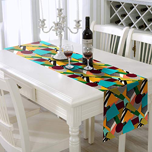 AAYU Geometric Imitation Linen Table Runner 14 x 108 Inch Runner for Everyday, Dinner Party, Outdoor Dining, Events, Decor