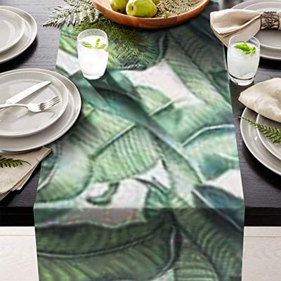 AAYU Leaf Imitation Linen Table Runner 14 x 108 Inch Wedding Birthday Baby Shower Party Banquet Decorations Table Settings