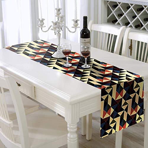 AAYU Geometric Imitation Linen Table Runner 14 x 108 Inch Runner for Everyday, Dinner Party, Outdoor Dining, Events, Decor