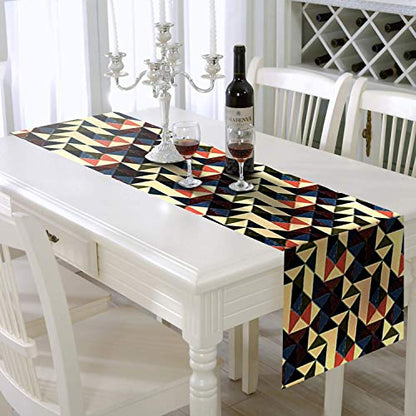 AAYU Geometric Imitation Linen Table Runner 14 x 108 Inch Runner for Everyday, Dinner Party, Outdoor Dining, Events, Decor