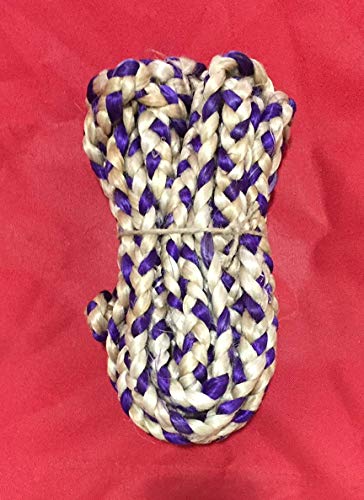 AAYU Hand Made Jute Braided Rope | 3 Strand | 1/2&quot; x 30 feet per Hank (Violet Mix) | Indian Jute, Jute Threads | Jute Yarn Braided with Violet Color Jute Fiber
