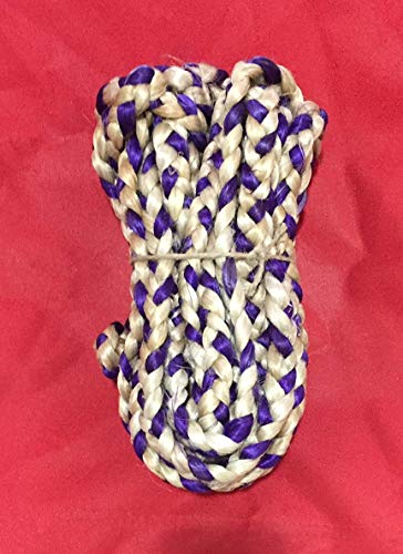 AAYU Hand Made Jute Braided Rope | 3 Strand | 1/2" x 30 feet per Hank (Violet Mix) | Indian Jute, Jute Threads | Jute Yarn Braided with Violet Color Jute Fiber