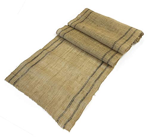 Burlap Jute Striped Table Runner | Black Burlap Runner | Jute Double Border Burlap Table Runner Roll