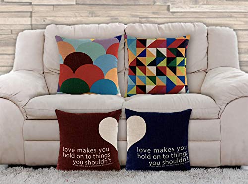 AAYU Geometric Pattern Decorative Throw Pillow Covers 18 x 18 Inch Set of 4 Linen Cushion Covers for Couch Sofa Bed Home Decor