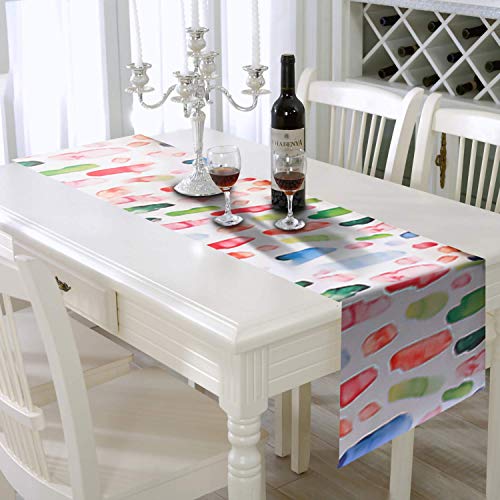 AAYU Colorful Imitation Linen Table Runner 14 x 108 Inch Runner for Everyday Birthday Baby Shower Party Banquet Decorations Table Settings
