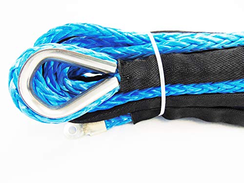 Jutemill Synthetic Winch Rope 1/2 Inch X 50 ft Blue. Recovery Cable for ATV UTV SUV 4 Truck Hitch, Boat Trailer, Tow Rope, Ramsey Replacements (1/2&quot; x 50ft, Blue)