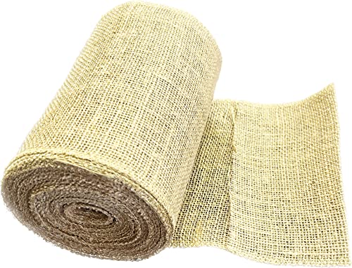 Natural Jute Burlap Ribbon Roll for Craft Decoration | Burlap Roll Jute | Jute Ribbon Roll - 6 Inches X 5 Yards Pack of 3