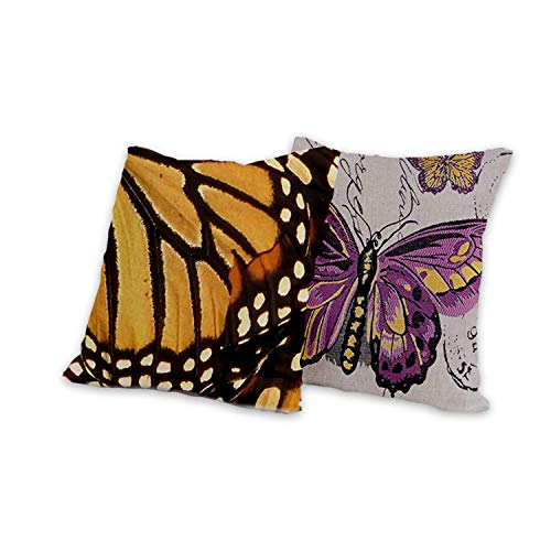 AAYU Butterfly Decorative Throw Pillow Covers 20 x 20 Inch Set of 2 Linen Cushion Covers for Couch Sofa Bed Home Decor