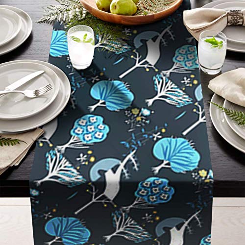 AAYU Navy Blue Imitation Linen Table Runner 14 x 108 Inch Everyday Birthday Baby Shower Party Banquet Decorations Table Settings