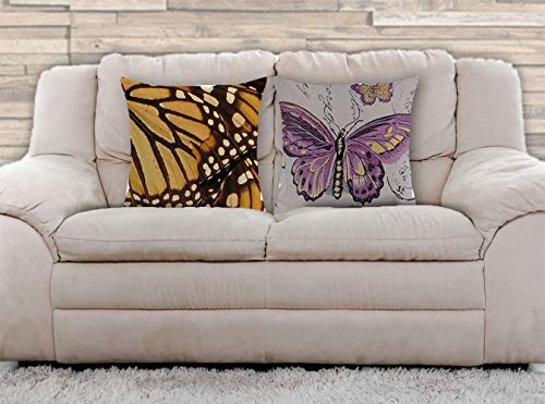 AAYU Butterfly Decorative Throw Pillow Covers 20 x 20 Inch Set of 2 Linen Cushion Covers for Couch Sofa Bed Home Decor