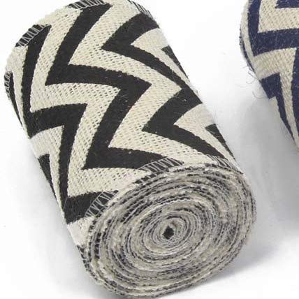 AAYU Natural Burlap Ribbon 4 Inch X 5 Yards Black and White Wave Print Jute Ribbon for Crafts Gift Wrapping Wedding