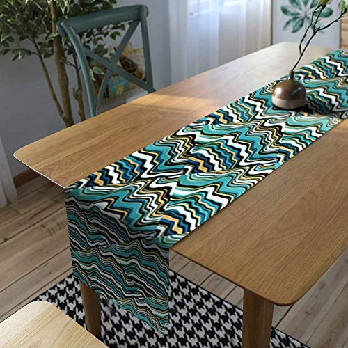 AAYU Geometric Imitation Linen Table Runner 14 x 108 Inch Runner for Everyday, Dinner Party, Outdoor Dining, Events, Decor