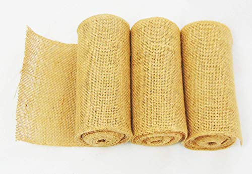 AAYU Burlap Ribbon Roll Wide 5 inch x 5 Yards Pack of 3 Natural Jute Ribbon for Crafts Gift Wrap Wedding Decorations